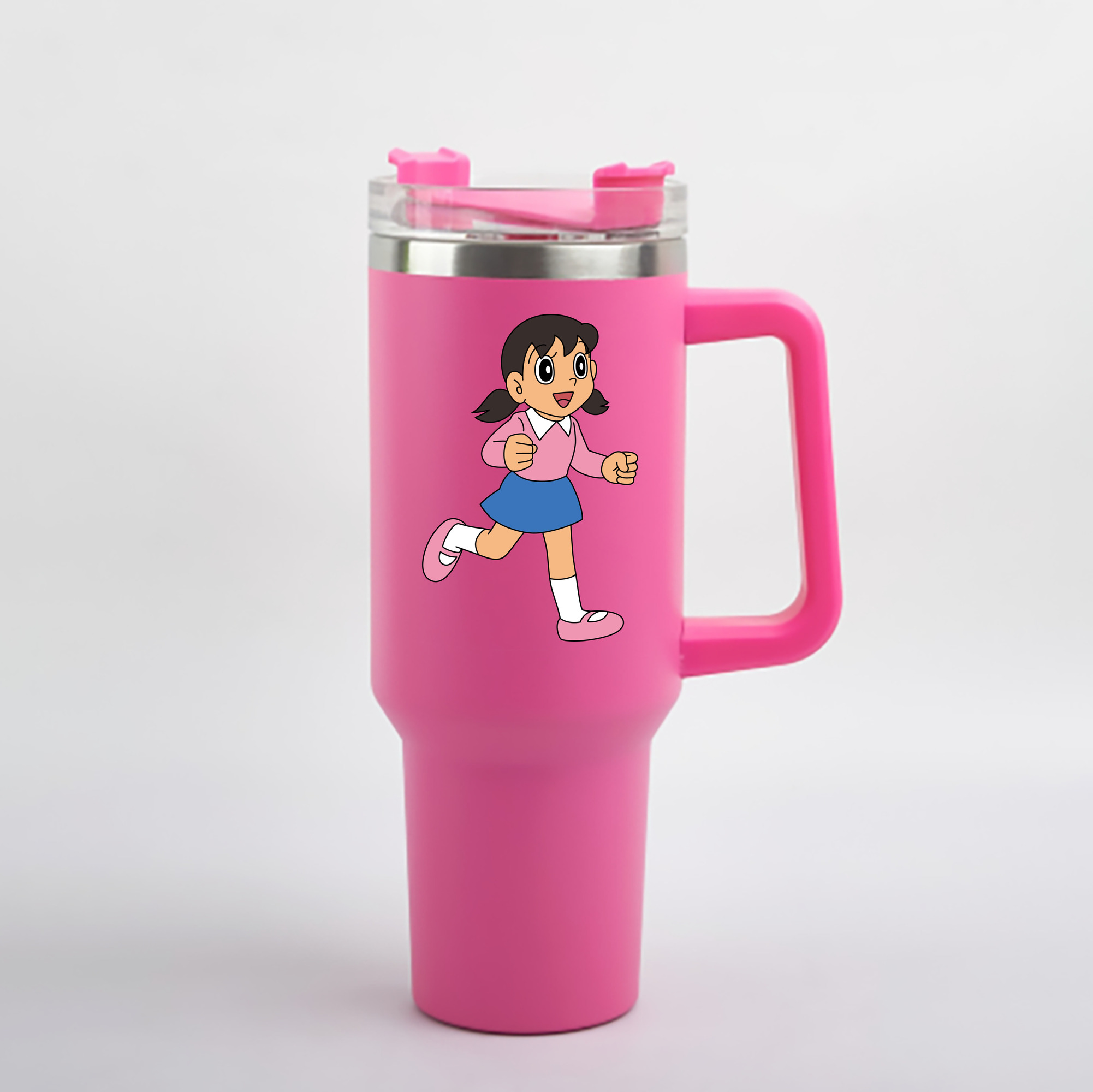 （画像用） ドラえもん みなもと しずか Doraemon Shizuka Minamoto 1200mL車用タンブラー - クリスタルステッカー（プラスチックストロー付き）